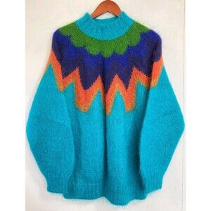 Vintage Kikit Sweater Womens M Maurice Sasson 80s Mohair Southwestern Disco